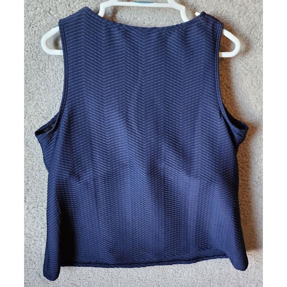 Lands' End Women's High Neck Tankini Swim Top Padded Textured Modest Blue 18W DD - Picture 9 of 11